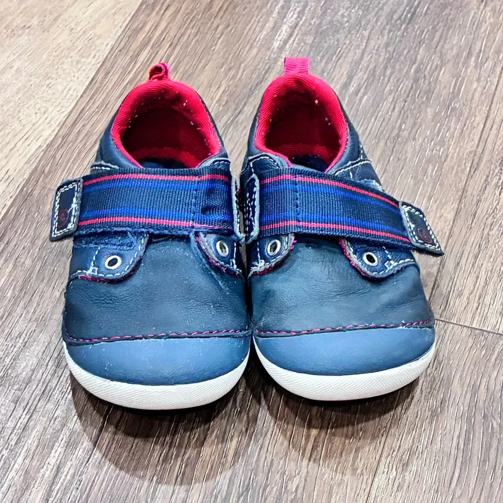Stride Rite Red Blue Cameron Shoes Soft Sole Velcro Walker Size 5 Baby